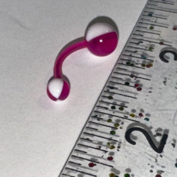 14 Gauge Purple and white Beach Ball Design Belly Ring - Picture 3 of 13